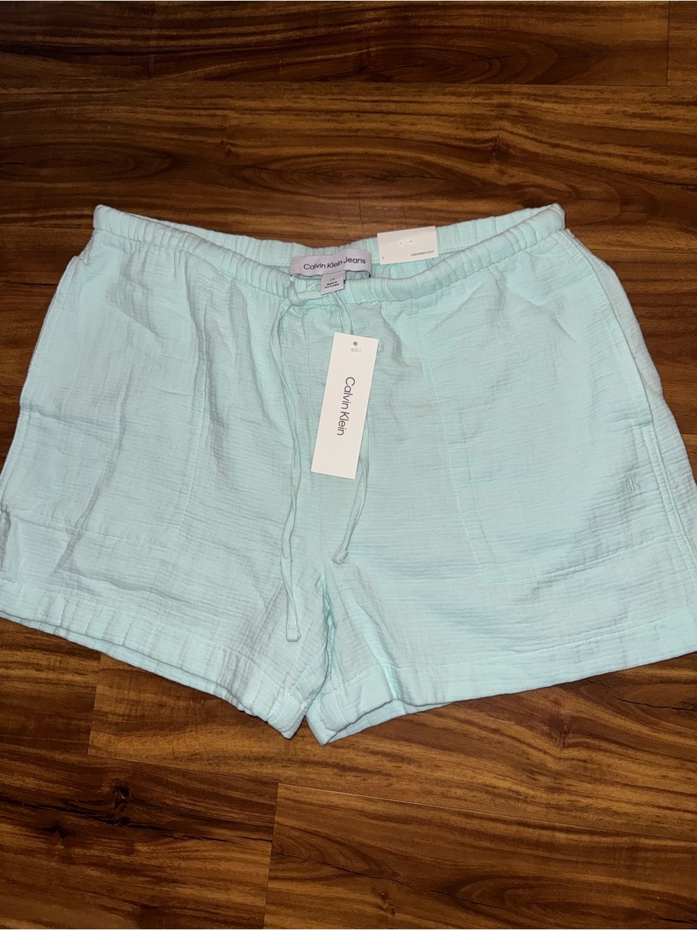 Calvin Klein Mint Green Drawstring Pull-On Shorts
